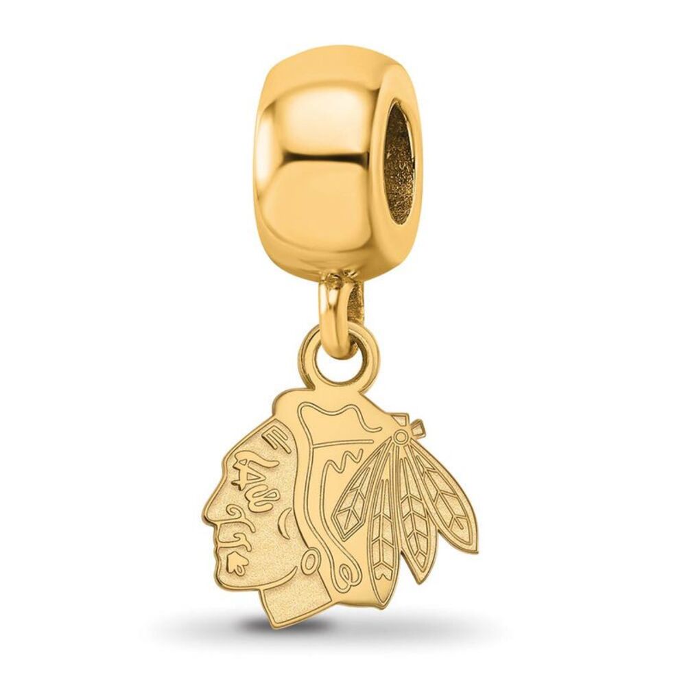 14KY Gold Plated Sterling Silver NHL Chicago Blackhawks XS Dangle Bead